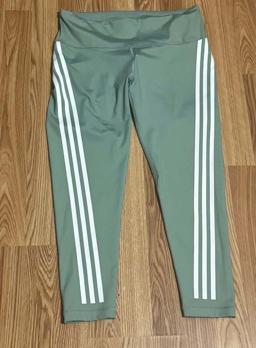Adidas Women's Optime Training 7/8 Leggings Sage Green 3-Stripes Size 1X